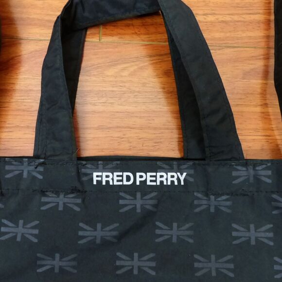 Fred Perry Tote Bag Black Laurel Wreath Logo Carryall Shopper Crossbody Nylon - Picture 9 of 11